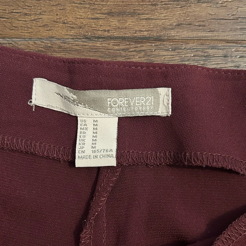BOGO FREE Forever 21 size medium burgundy wide leg pants - Picture 3 of 4